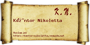 Kántor Nikoletta névjegykártya