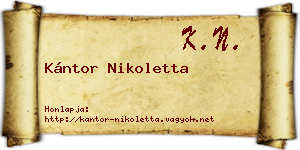 Kántor Nikoletta névjegykártya